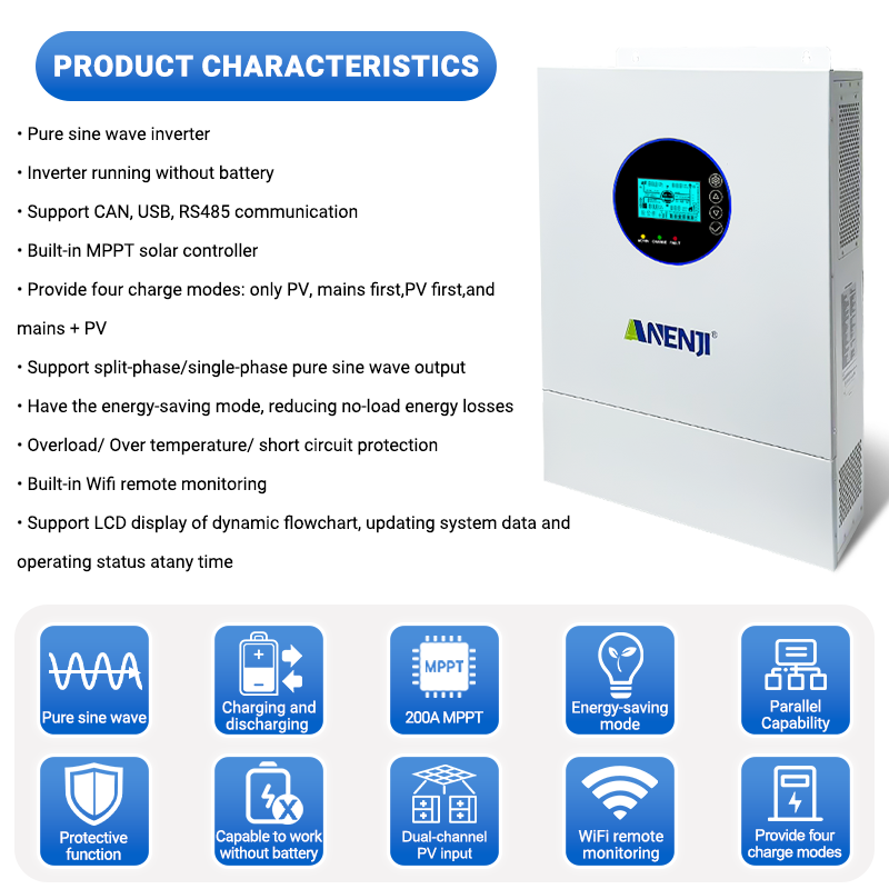 ANENJI スプリットフェーズ 12KW 48V ハイブリ - Off Grid Solar Inverter 48V 6000W のレビューと価格