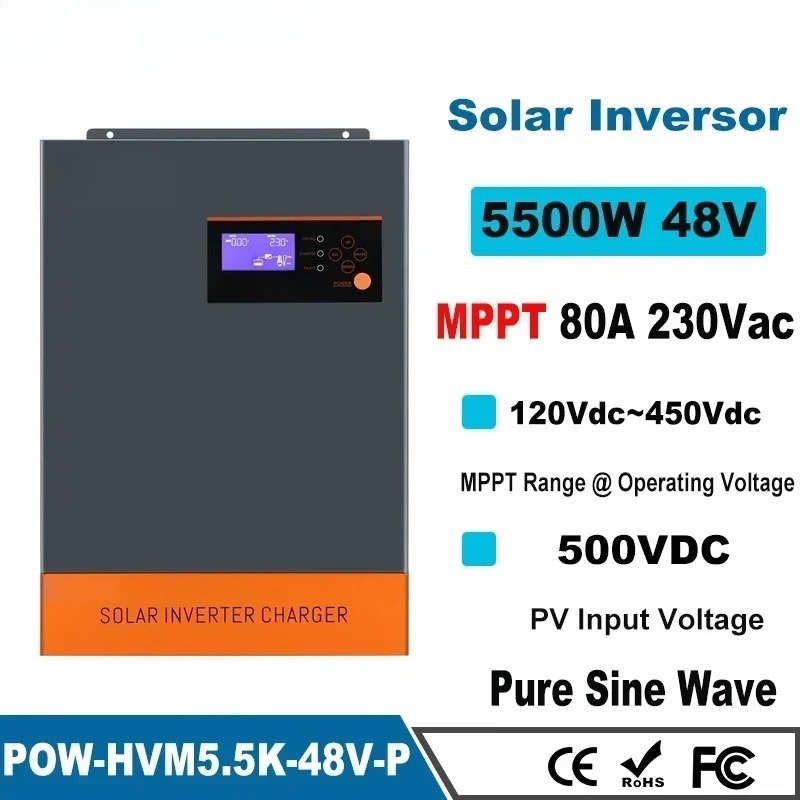 工場用5.5KW 5.5KVA MPPT 80A 500VD - Hybrid Solar Inverter 5.5Kw Mppt 48V のレビューと価格