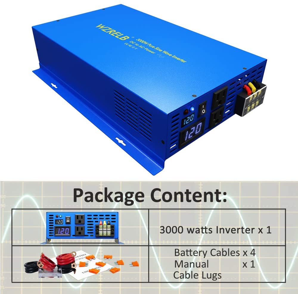 純粋正弦波パワーインバーター 3000W 24V 220V  - Inverter Pure Sine Wave 60Hz 120V 3000W のレビューと価格